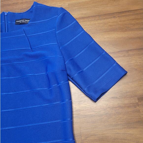 Dorothy Perkins Blue Bodycon Pencil Dress US 6 Slimming Textured EUC - Picture 3 of 7